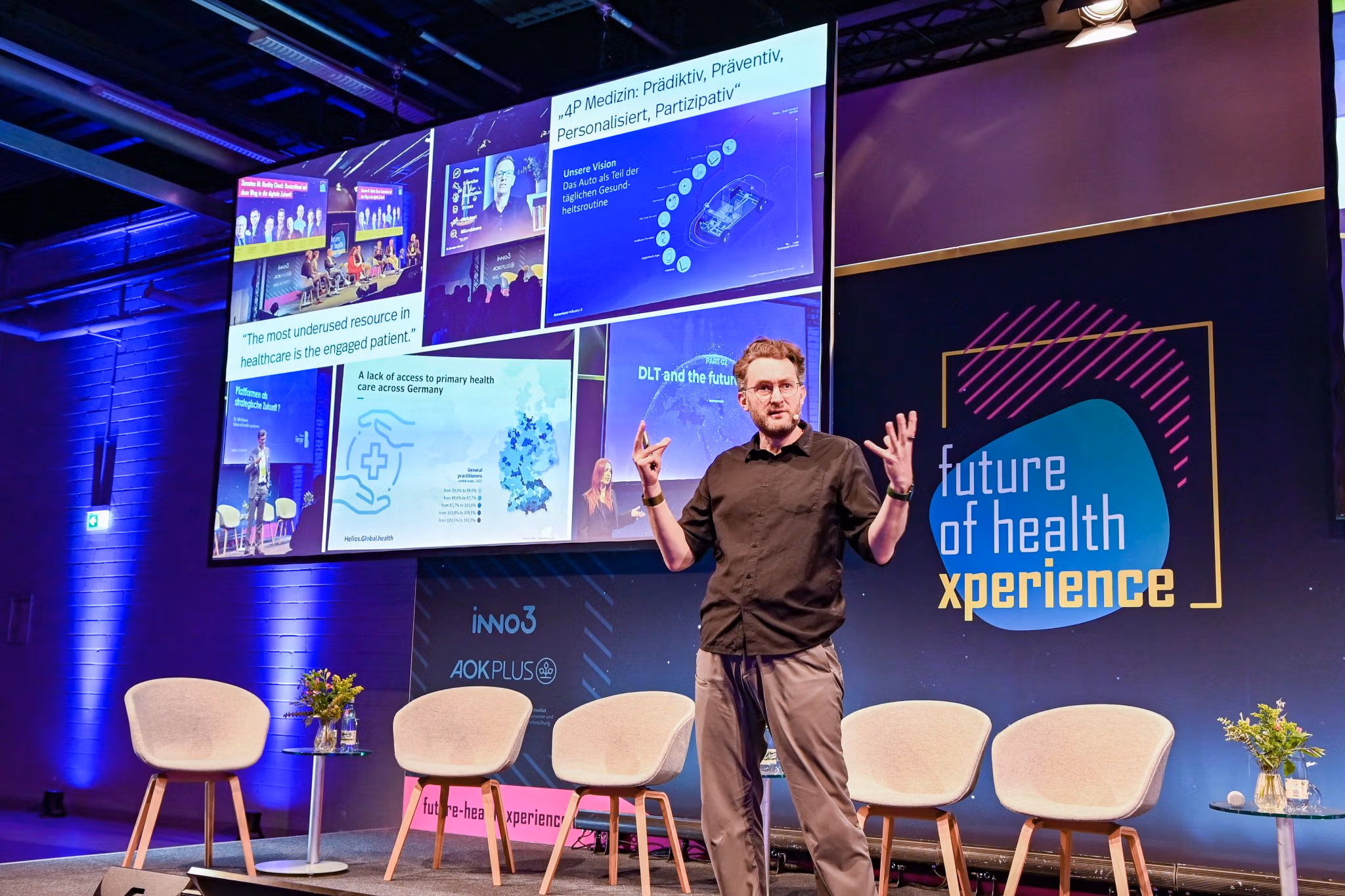 Zukunftsforscher & Keynote-Speaker Johannes Kleske bei der Future of Health Xperience 2023 in Leipzig